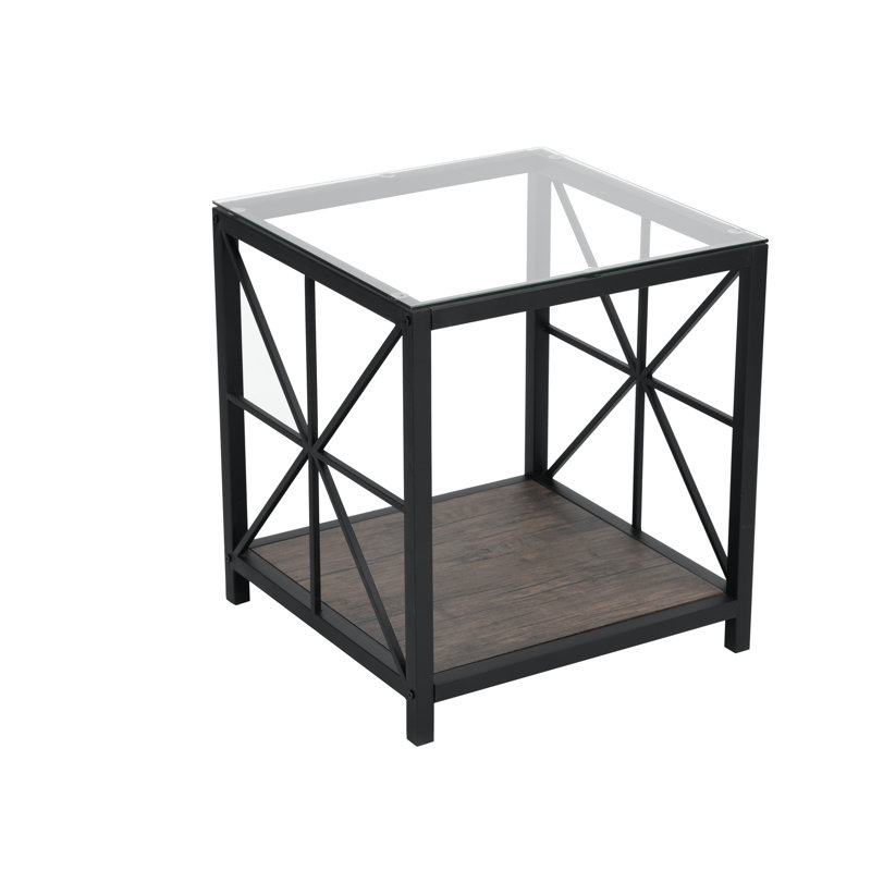 17 Stories Aline Glass Top End Table with Storage & Reviews Wayfair